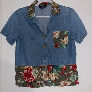 Women’s Floral Denim Shirt
